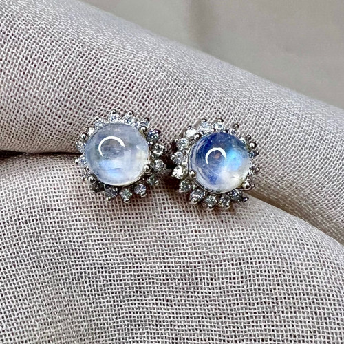 اقراط حجر القمر فضة 925