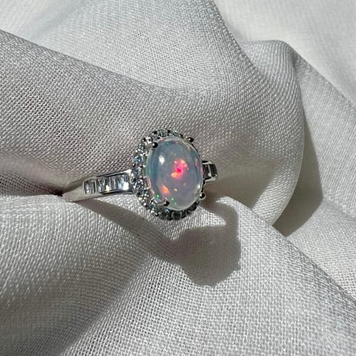 خاتم اوبال ابيض عالي الجودة فضة