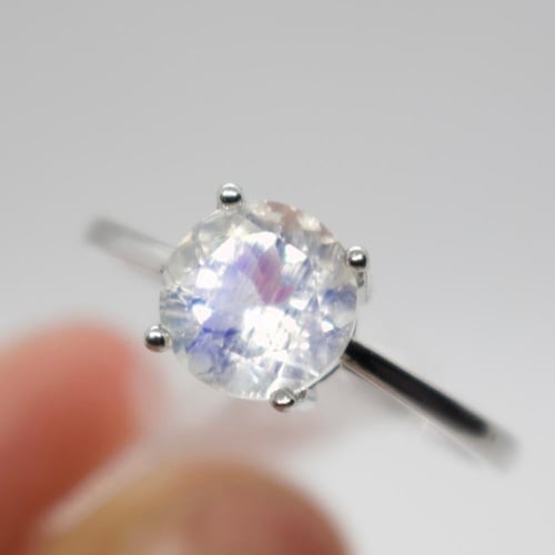 خاتم حجر القمر فضة عيار 925 حجم كبير