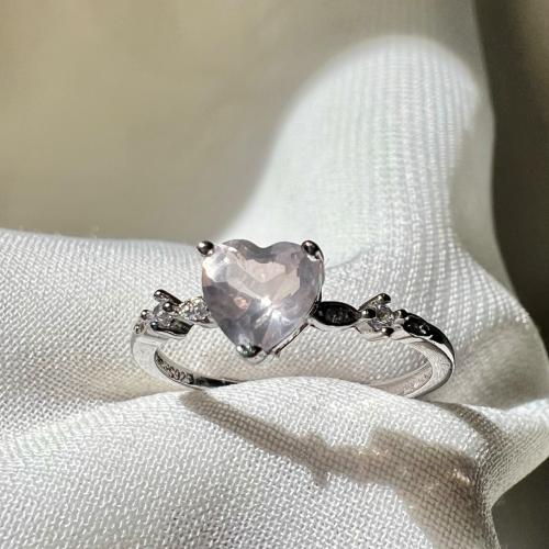 خاتم روز كوارتز فضة 925