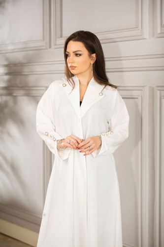 عباية رسمية اوف وايت بأزرار ذهبي