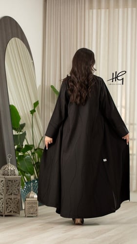عباية تفته سوداء كلاسيك بياقة