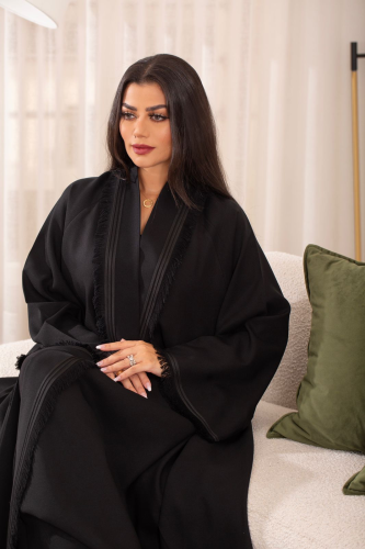 ‎‏ ‎‏‎‏عباية ميناميت دبل كلوش اسود بقصة اطراف أنيق...