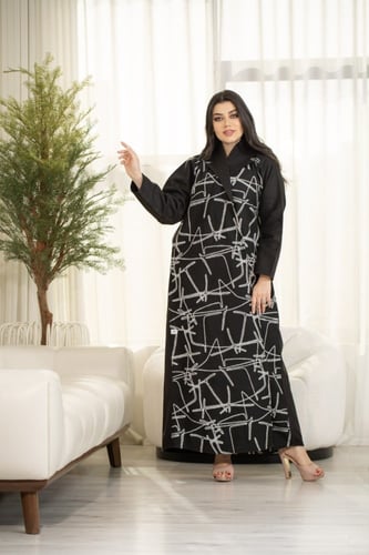 عباية اسود جوخ بتطريز مميز