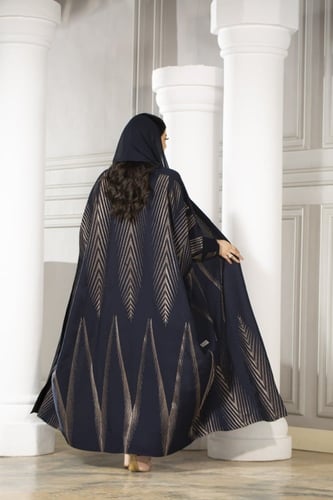 عباية كحلي نص بشت بتطريز نحاسي