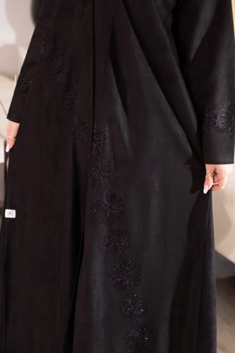 عباية شامواه اسود بتطريز اسود انيق