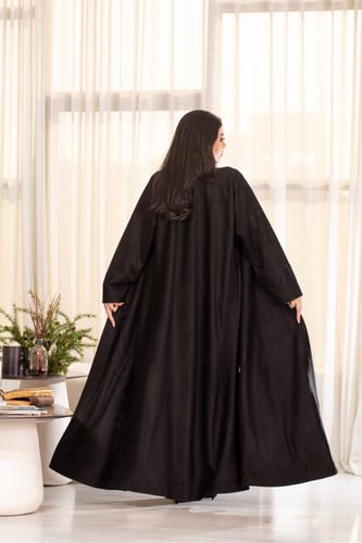عباية شامواه اسود بتطريز اسود انيق