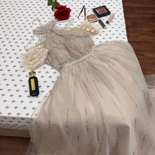 فستان كرستال على ريش 303-3