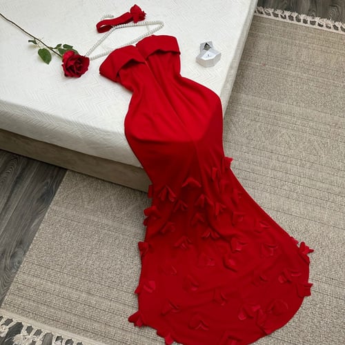 فستان سهرة طبقات احمر 1131-11