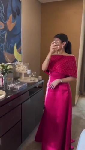 فستان سهرة صدرية مشغول ترتر LB-312