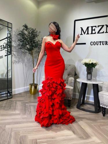 فستان سهرة طبقات احمر 1131-11