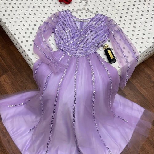 فستان طبقات على شغل خرز راقي LB-304