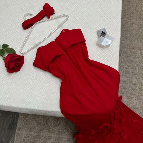 فستان سهرة طبقات احمر 1131-11