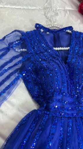 فستان تل على شغل ترتر راقي 1102-11