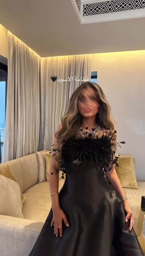 فستان اسود سكيني صدرية نفش MG-1123