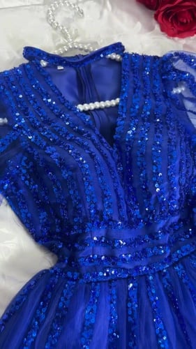 فستان تل على شغل ترتر راقي 1102-11