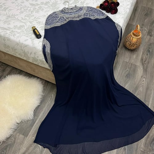 فستان شيفون مطعم بالكرستالHD203