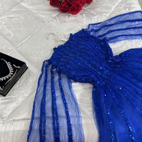 فستان تل على شغل ترتر راقي 1102-11