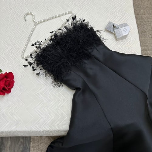 فستان اسود سكيني صدرية نفش MG-1123