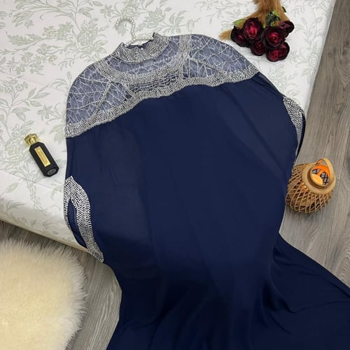 فستان شيفون مطعم بالكرستالHD203