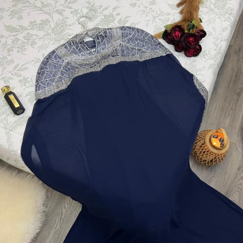 فستان شيفون مطعم بالكرستالHD203