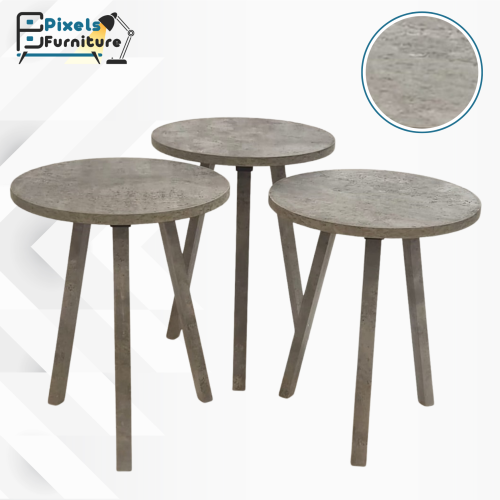 طقم طاولات تقديم القهوة والشاي بتصميم دائري 3 قطع...