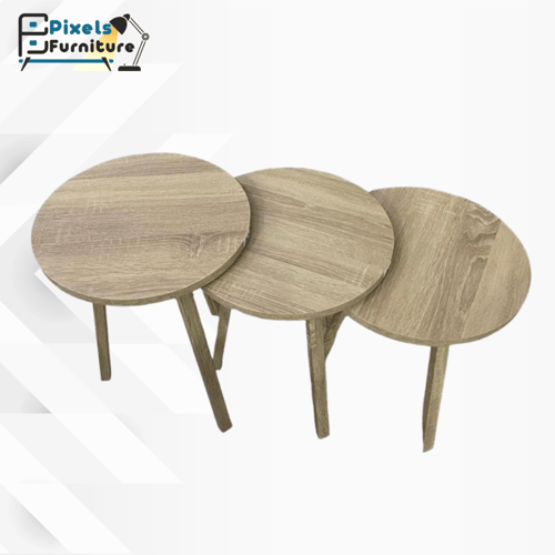 طقم طاولات تقديم القهوة والشاي بتصميم دائري 3 قطع...