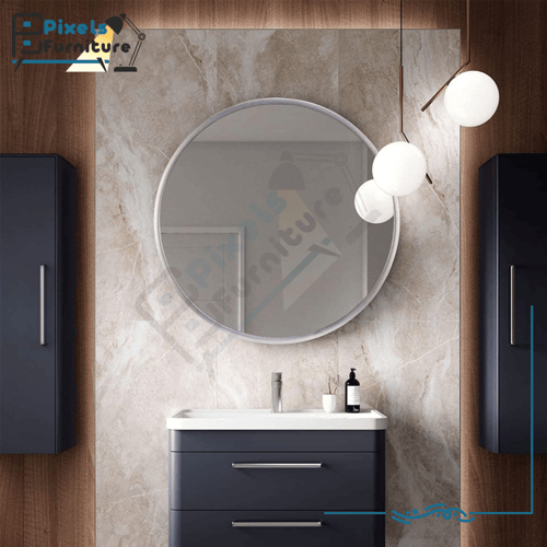 مرآة حائط دائرية باطار معدني من الألومنيوم من بكسل...