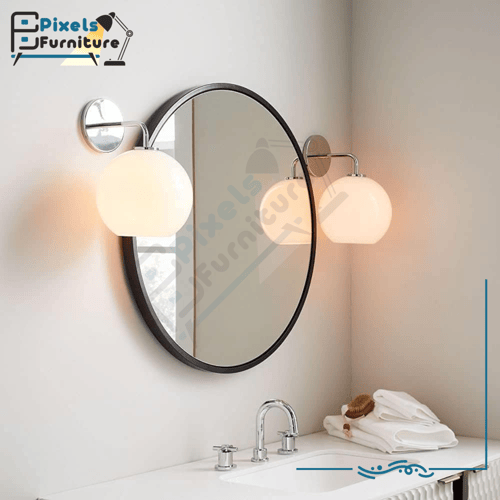 مرآة حائط دائرية باطار معدني من الألومنيوم من بكسل...