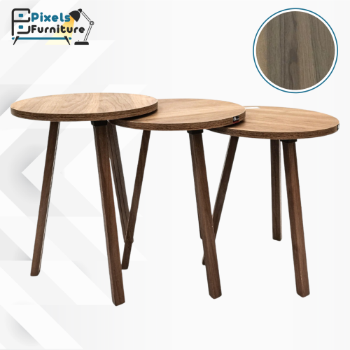 طقم طاولات تقديم القهوة والشاي بتصميم دائري 3 قطع...