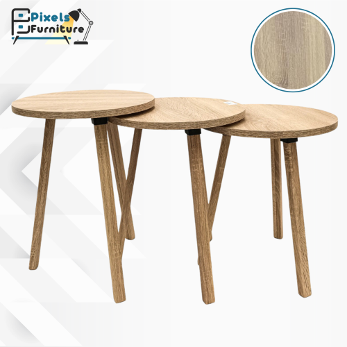 طقم طاولات تقديم القهوة والشاي بتصميم دائري 3 قطع...