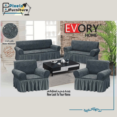 طقم غطاء كنب 4 قطع جاكار مقاوم للماء قابل للتمدد و...