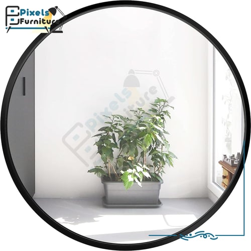 مرآة حائط دائرية باطار معدني من الألومنيوم من بكسل...