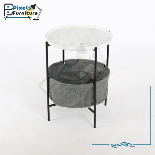 طاولة مفردة بسطح خشب ورف تخزين سفلي وقواعد معدنية...