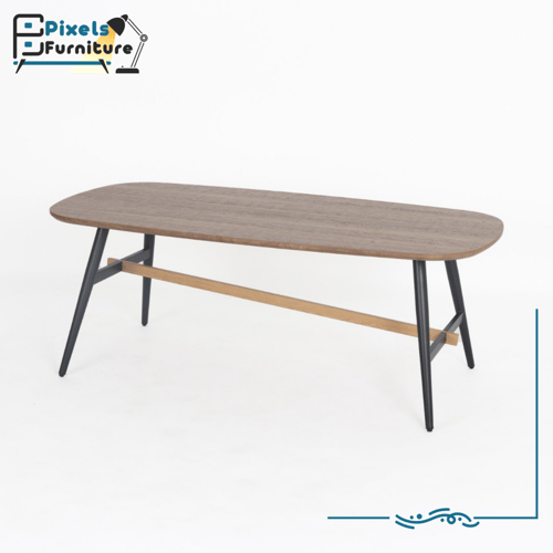 طقم من قطعتين بتصميم حديث سطح خشب وقواعد معدنية من...