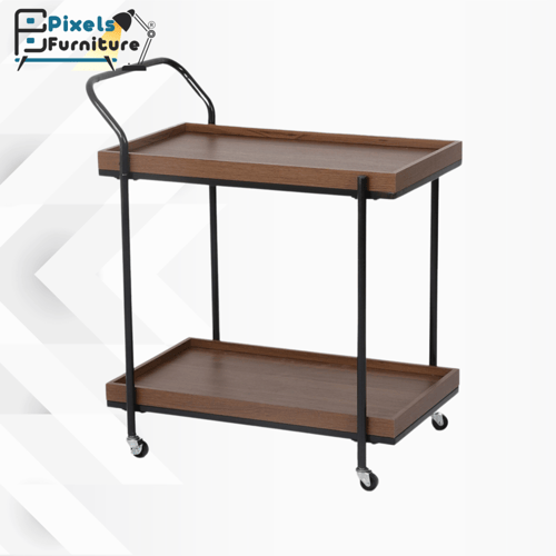 عربة تقديم الضيافة للشاي والقهوة متحركة رفين مستطي...