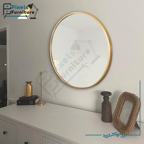 مرآة حائط دائرية باطار معدني من الألومنيوم من بكسل...