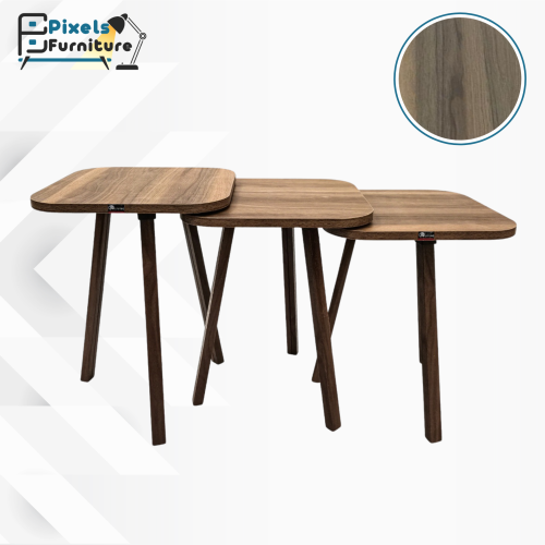 طقم طاولات تقديم القهوة والشاي بتصميم مربع 3 قطع م...