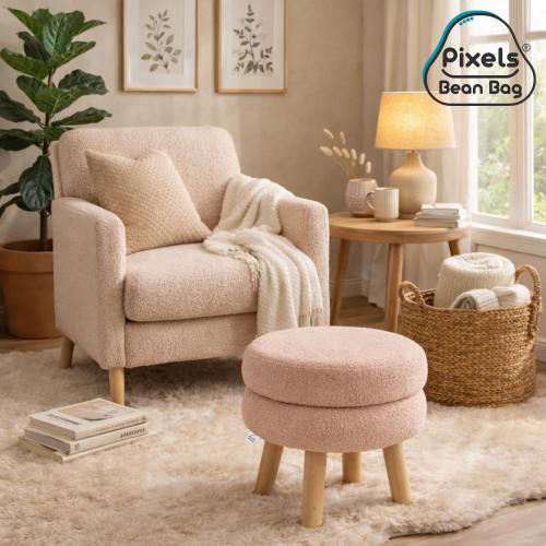 مقعد عثماني دائري قماش بوكليه من بكسل بين باج بقوا...