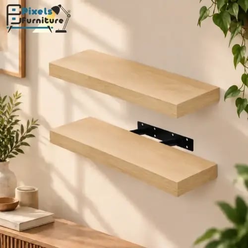 مجموعة من 2 قطعة ارفف عائمة للحائط من بكسل الأثاث, غرفة المعيشة, غرفة النوم, ديكور المطبخ, الحمام, ارفف بدعامات غير مرئية, 60 سم