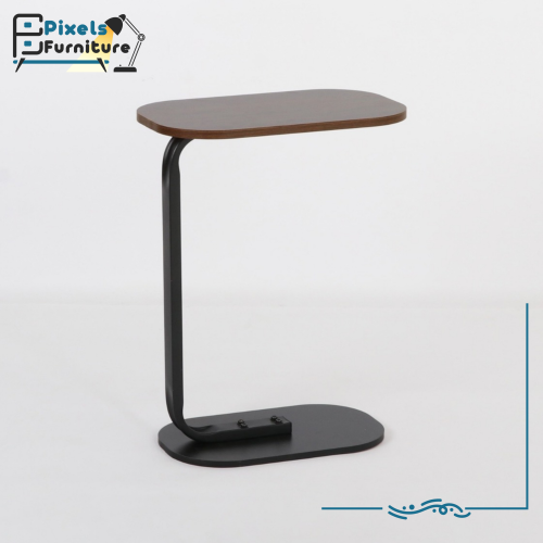 طاولة تقديم كنب بسطح خشب وقواعد معدنية من بكسل الأ...