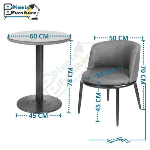 مجموعة كرسيين وطاولة من بكسل الأثاث، قواعد معدنية...