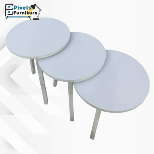 طقم طاولات تقديم القهوة والشاي بتصميم دائري 3 قطع...