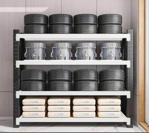 رفوف متوسطة الأحمال أسود وأبيض 300 كجم