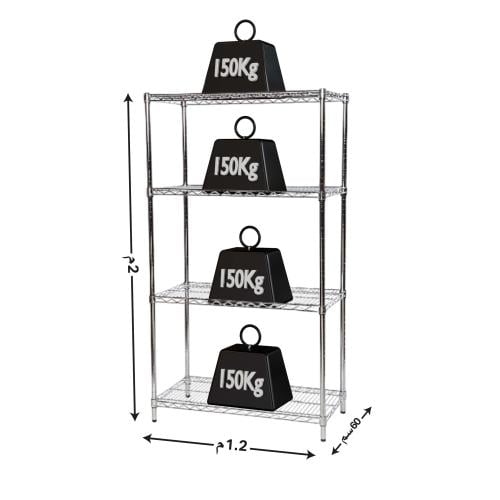 ارفف كروم شبك 60 × 120 × 200 سم