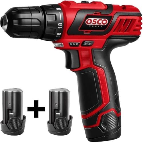 دريل اوسكو 10 ملي - 12 فولت - 2 بطارية