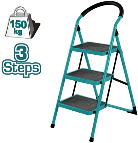 توتال سلم 3 درجات قابل للطي من الستيل المعدني