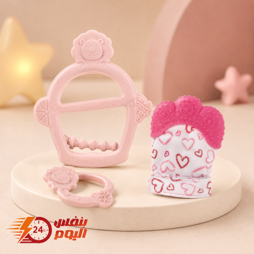 Silicone teething gloves for children – two pieces pink