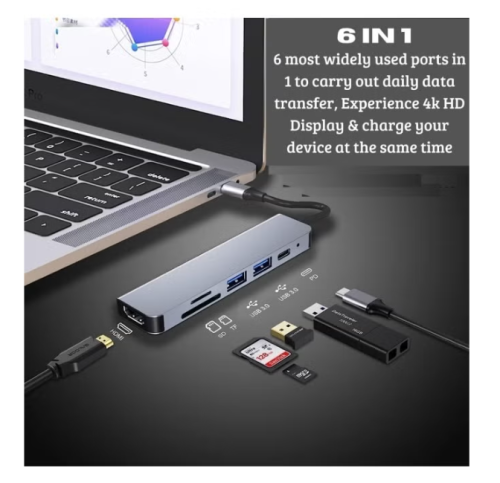 سوبرسو محول USB C Hub متعدد المنافذ، دونجل 6 في 1...