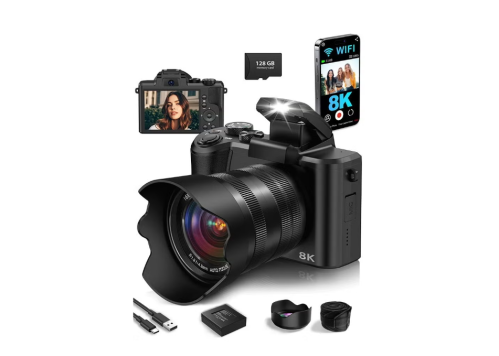 كاميرا رقمية 8K – 88MP, اسود